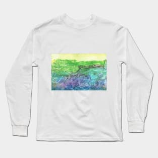 Fantastic landscape, nature. Encaustic wax art. Painting drawing Long Sleeve T-Shirt